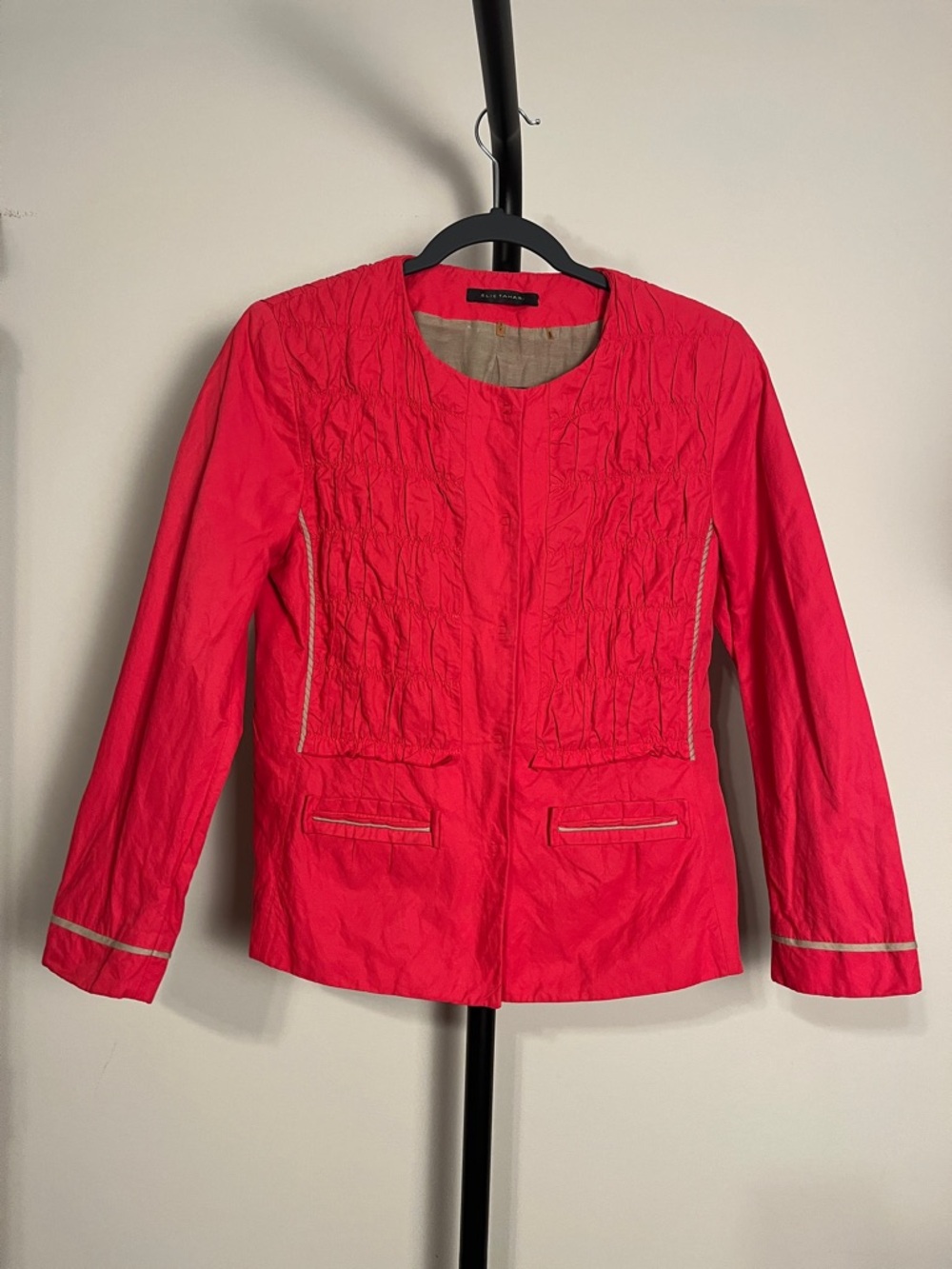 Elie Tahari Ruched Jacket Watermelon Red / Pink Small‎